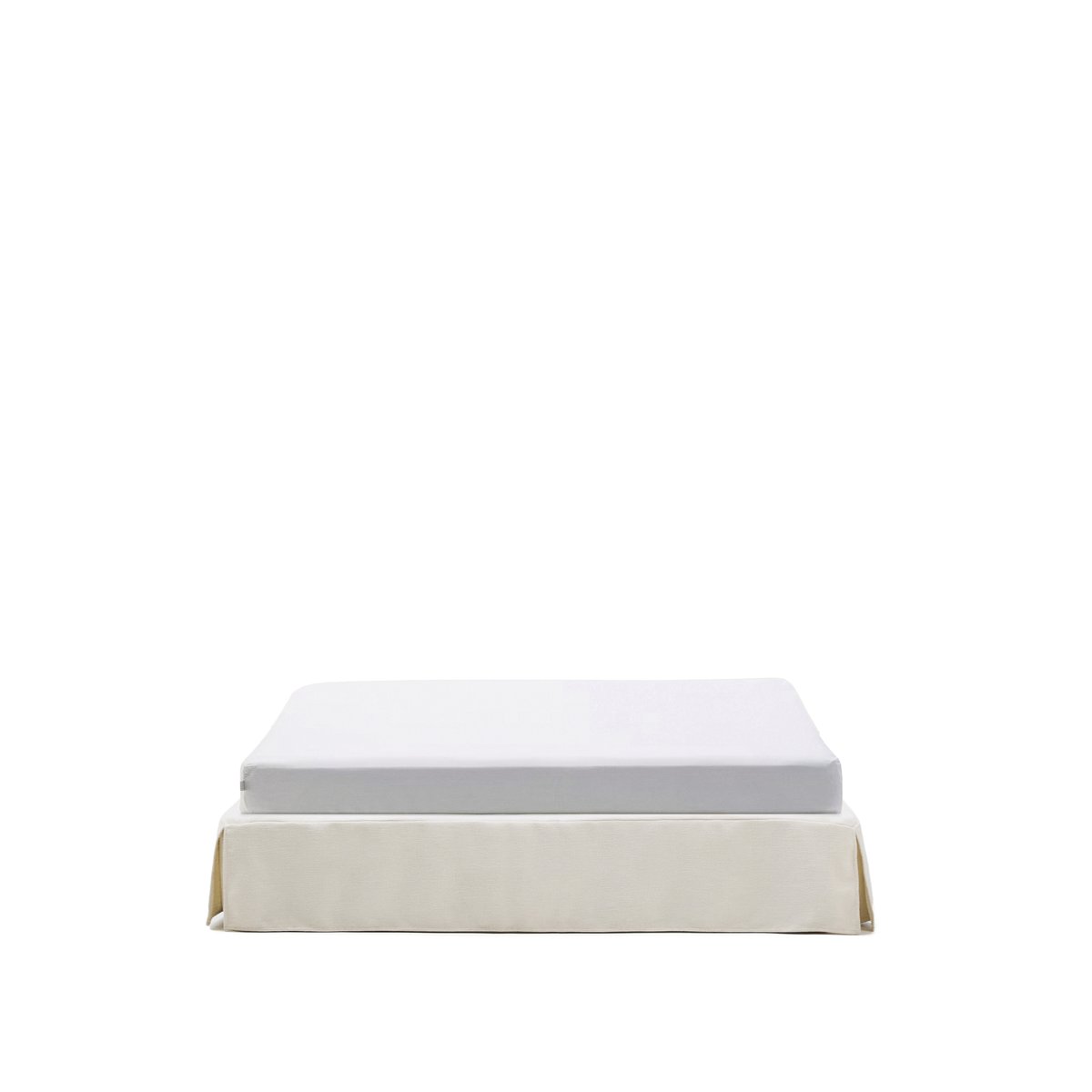 Jaira bed base with removable cover in white chenille for 180 x 200cm mattress
