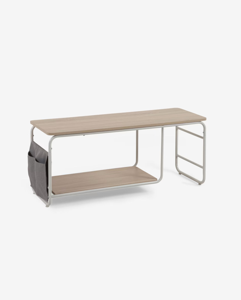 Yamina melamine TV stand with steel in a white finish. 110 x 46 cm