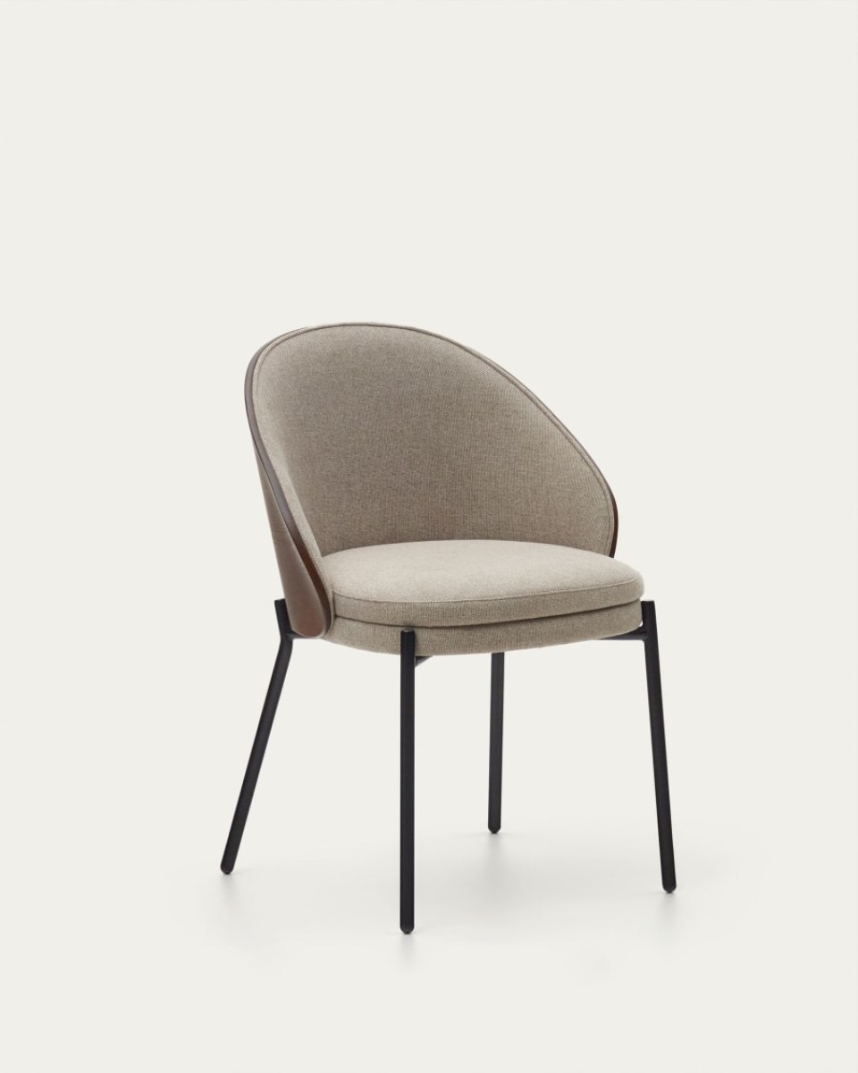 Eamy light brown chair in an ash wood veneer with a wenge finish and black metal