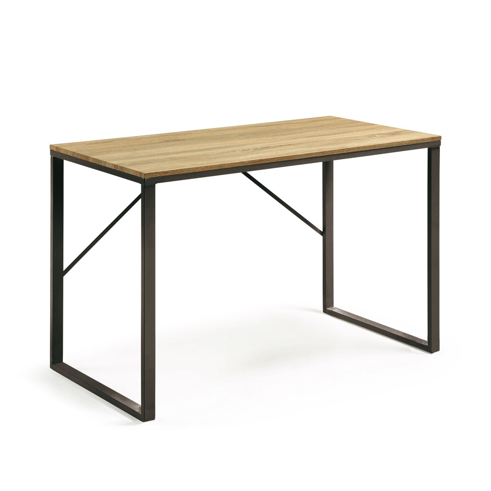 Talbot melamine desk with natural finish. and legs in a black finish. 120 x 60 cm