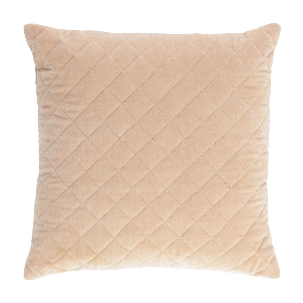 Carmin cotton cushion cover in pink velvet with diamond pattern stitching 45 x 45 cm