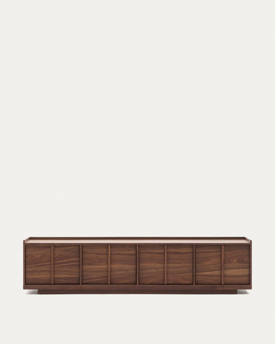 Onix TV stand with a walnut veneer in a dark finish. 200 x 45 cm FSC Mix Credit