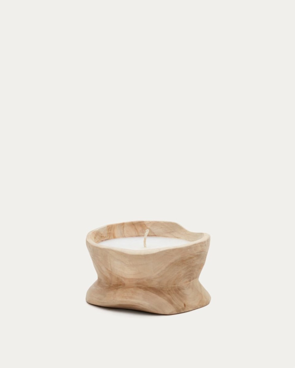 Maelia wooden candle with a natural finish 20cm