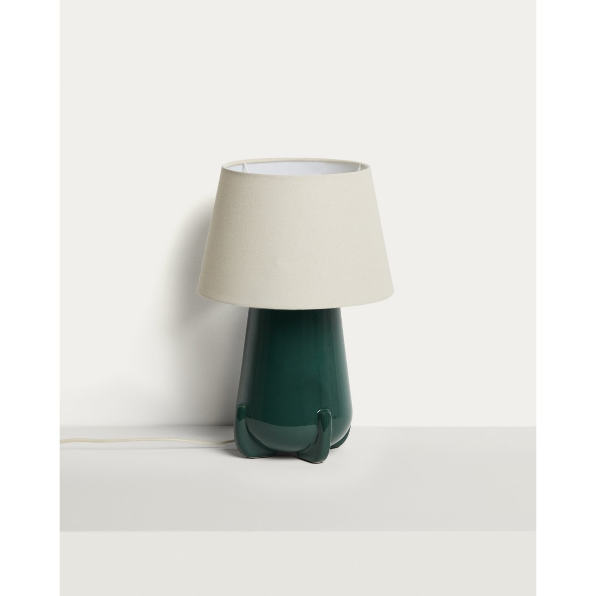 Odra table lamp in green ceramic with glossy finish