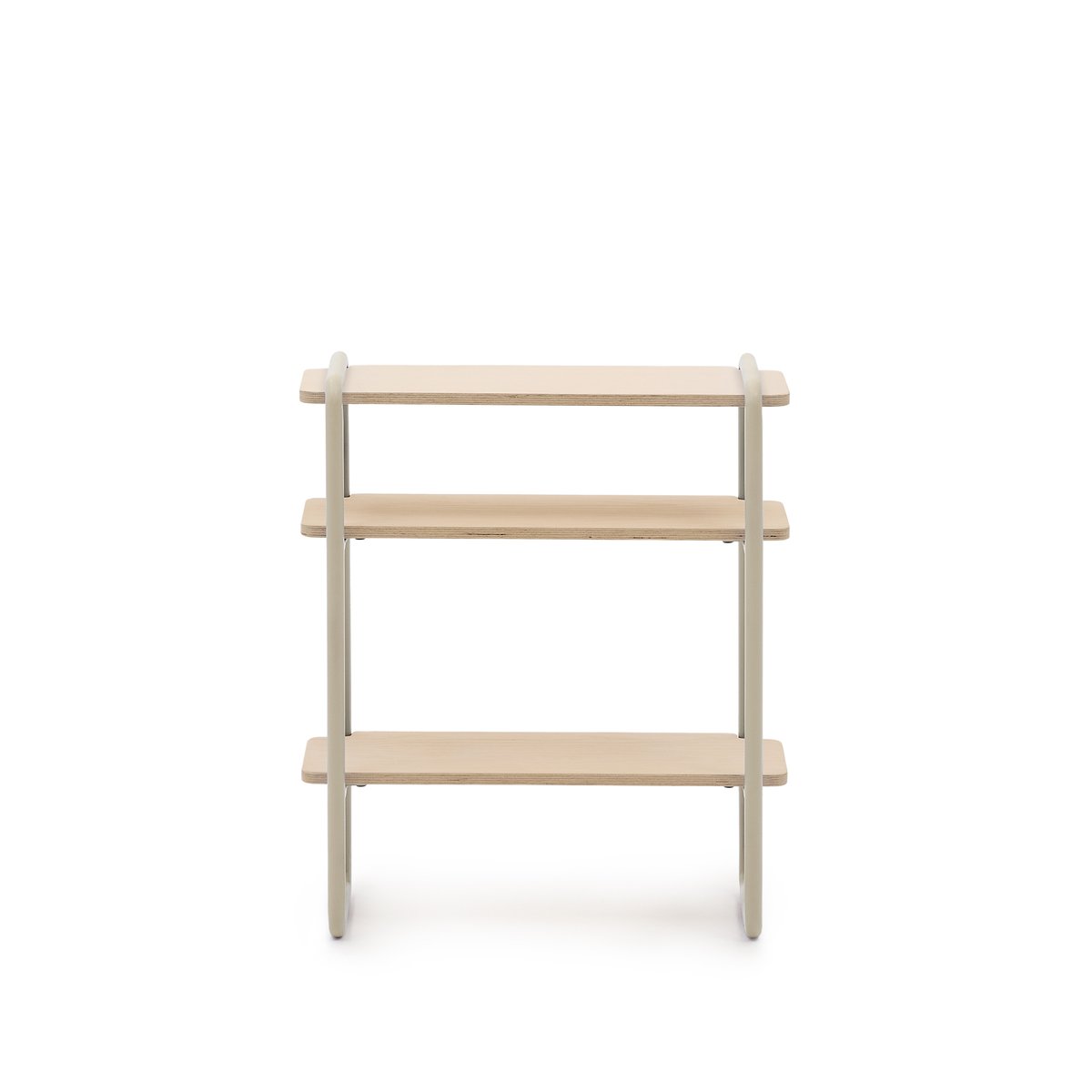 Tinn ash veneer shelf with a beige metal structure 70 x 60 cm