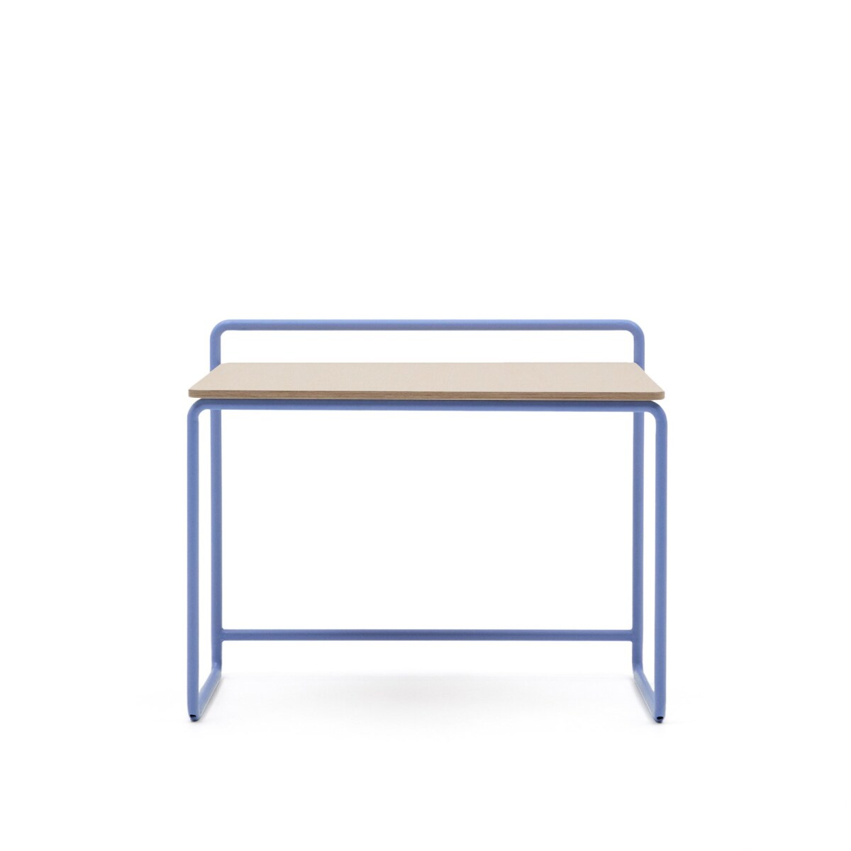Tinn ash veneer desk with a blue metal structure 82 x 45 cm