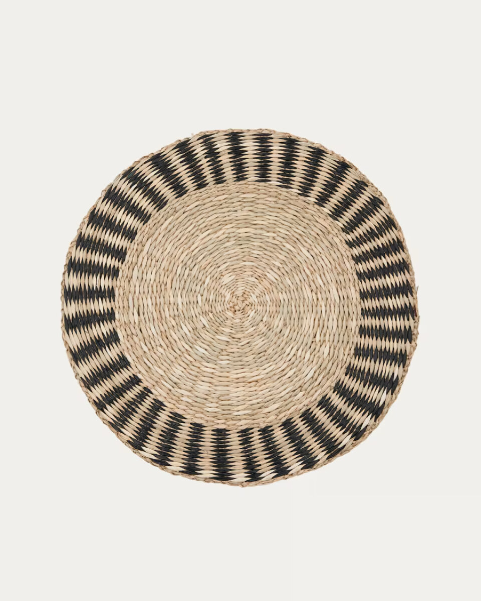 Arta set of 2 placemats made from natural fibres in a natural and black finish 35 cm