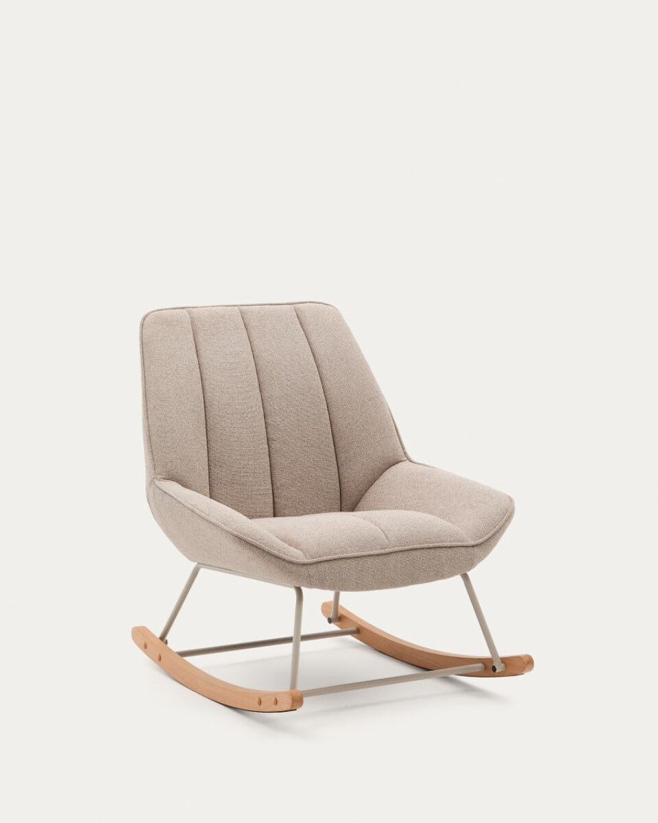 Marlina rocking chair in beige chenille fabric and a metal structure in a grey matte pain