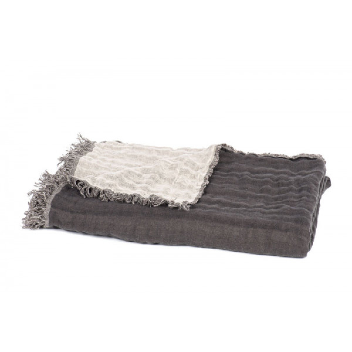 BAYA PLAID 135X200 17 CHARBON \ NATUREL