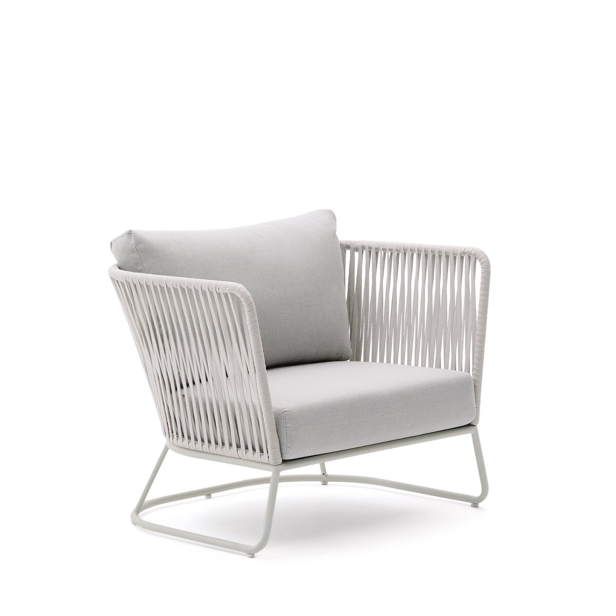 Saconca outdoor armchair in rope cord and grey galvanised steel