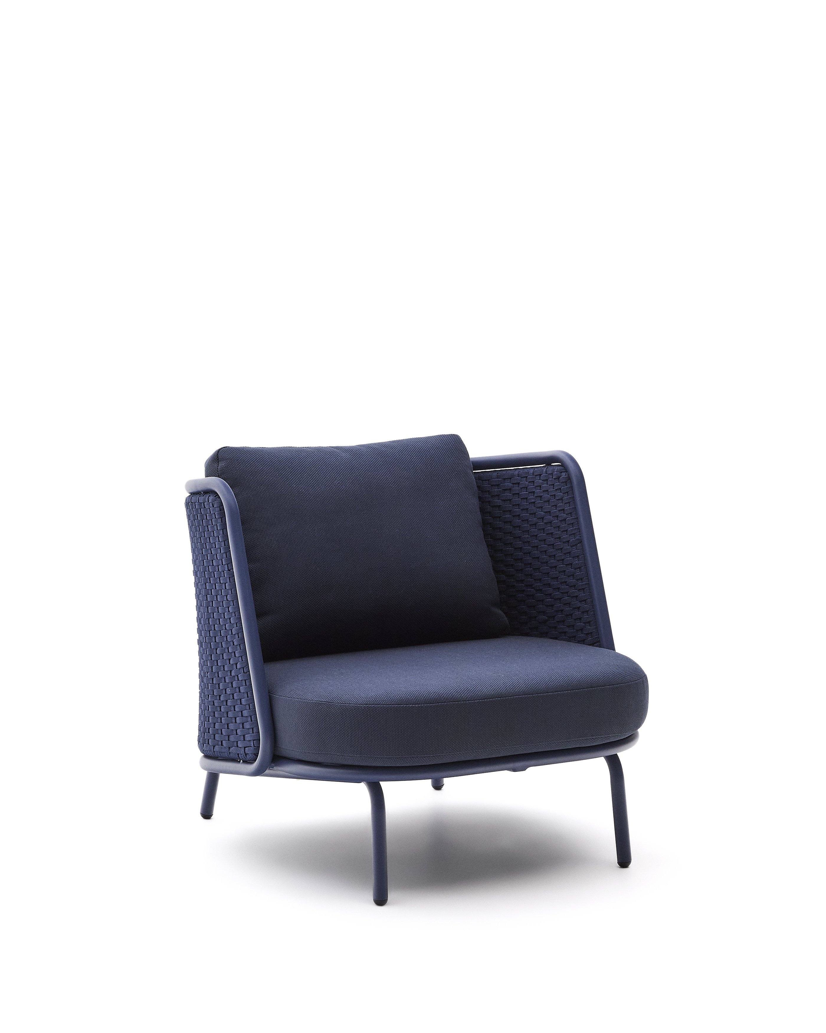 Sedalis outdoor armchair in aluminium and blue rope cord