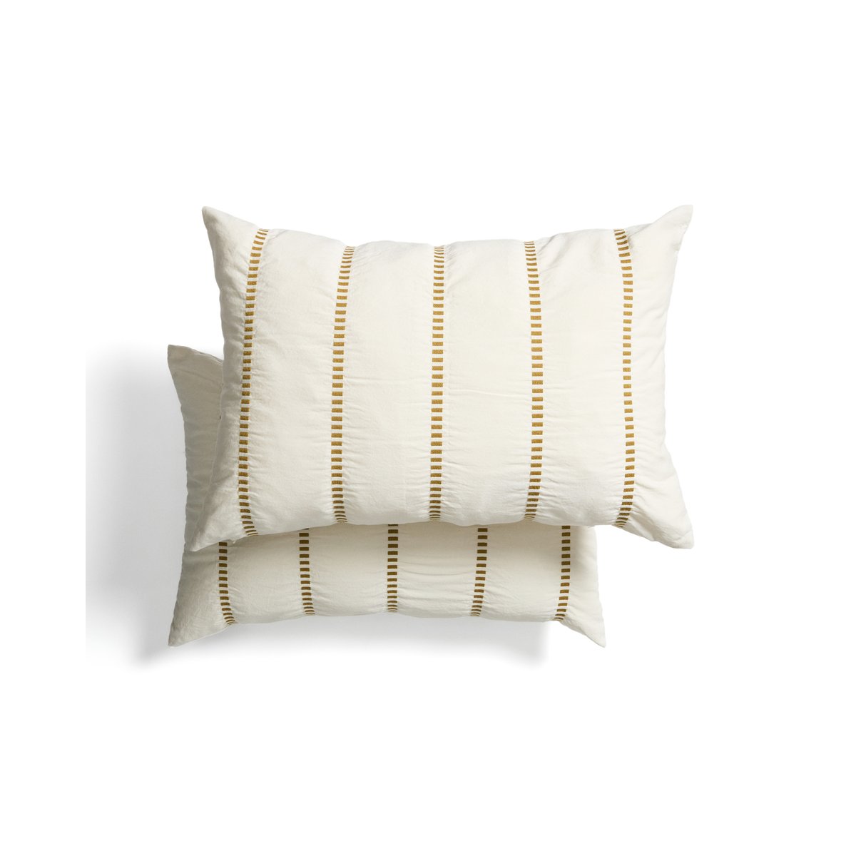 Lidala set of 2 mustard striped 100% cotton jacquard cushion covers 40 x 60cm