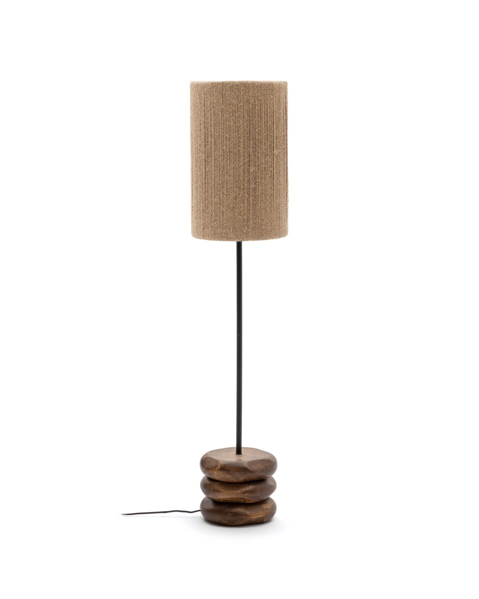 Kor floor lamp in acacia wood â¢with darkÂ©finish and jute