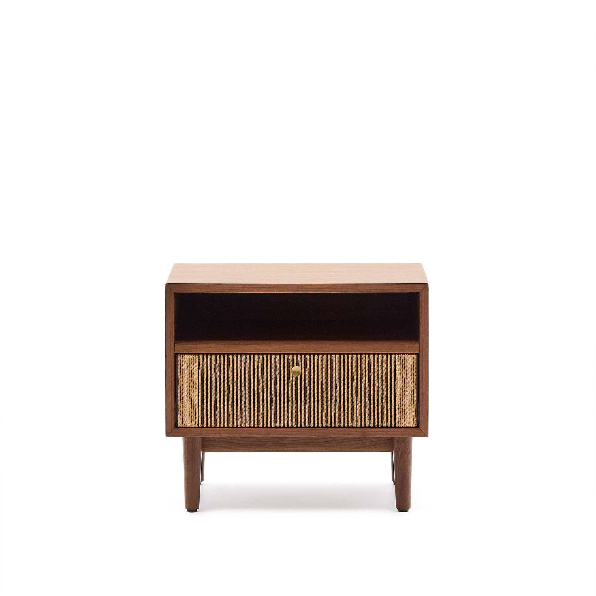 Elan bedside table in veneer and solid walnut with cord 51x45cm FSC Mix Credit