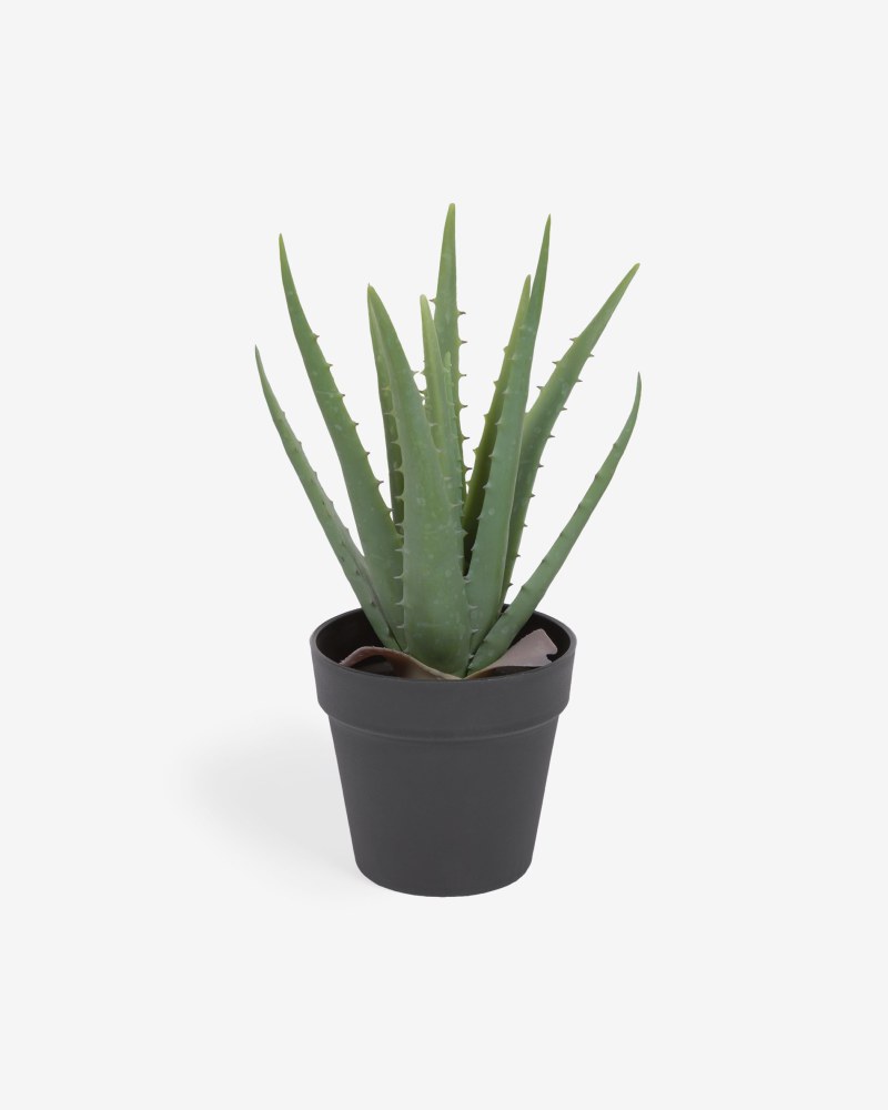 Artificial Aloe Vera with black plantpot 36 cm