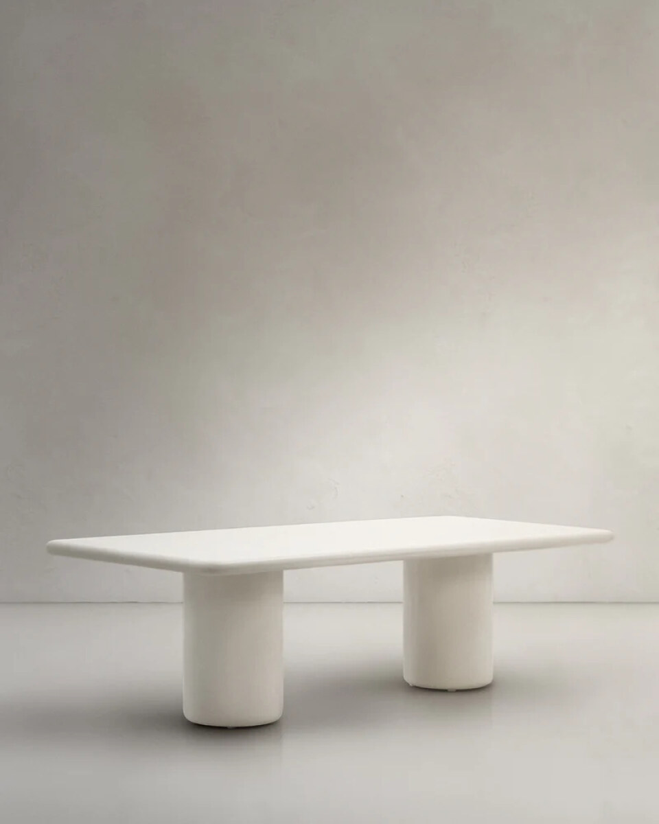 CANARET Canaret cement table in a glossy white finish 239x102 cm