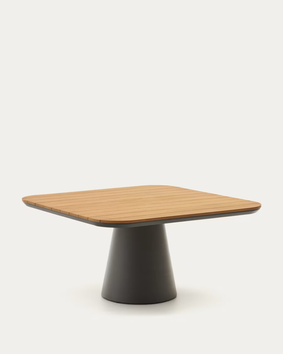 Tudons outdoor table in aluminium with a grey and teak finish. 148 x 148 cm FSC 100%