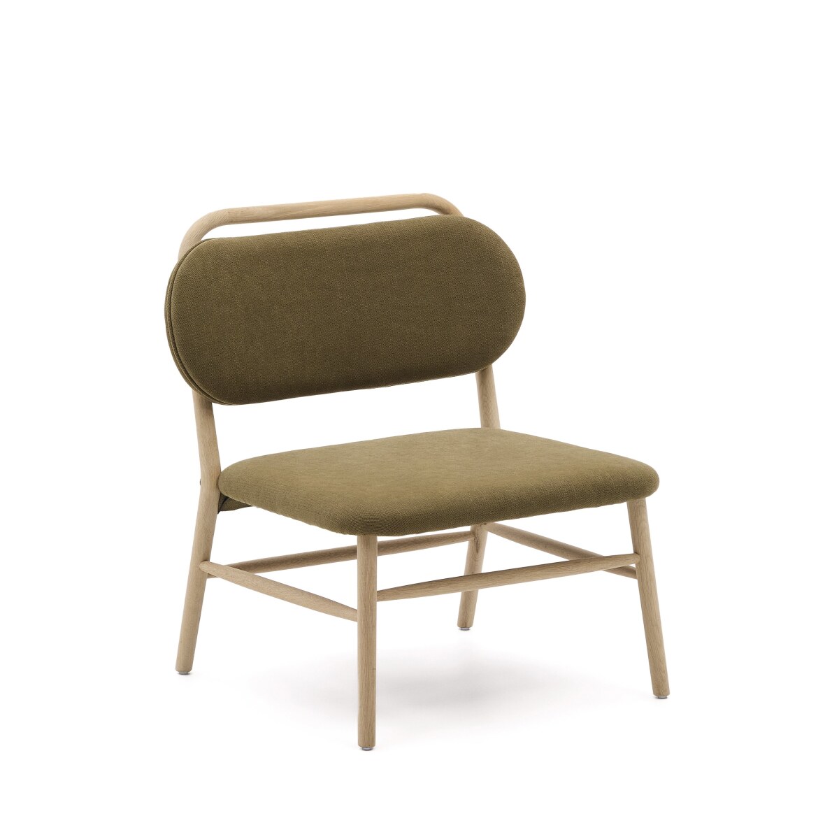 Helda armchair in green chenille and FSC Mix Credit solid oak wood