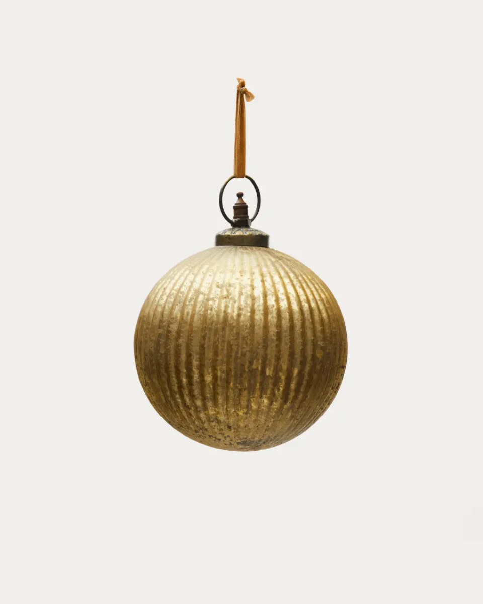 Elur Christmas bauble made of gold recycled glass.  15 cm