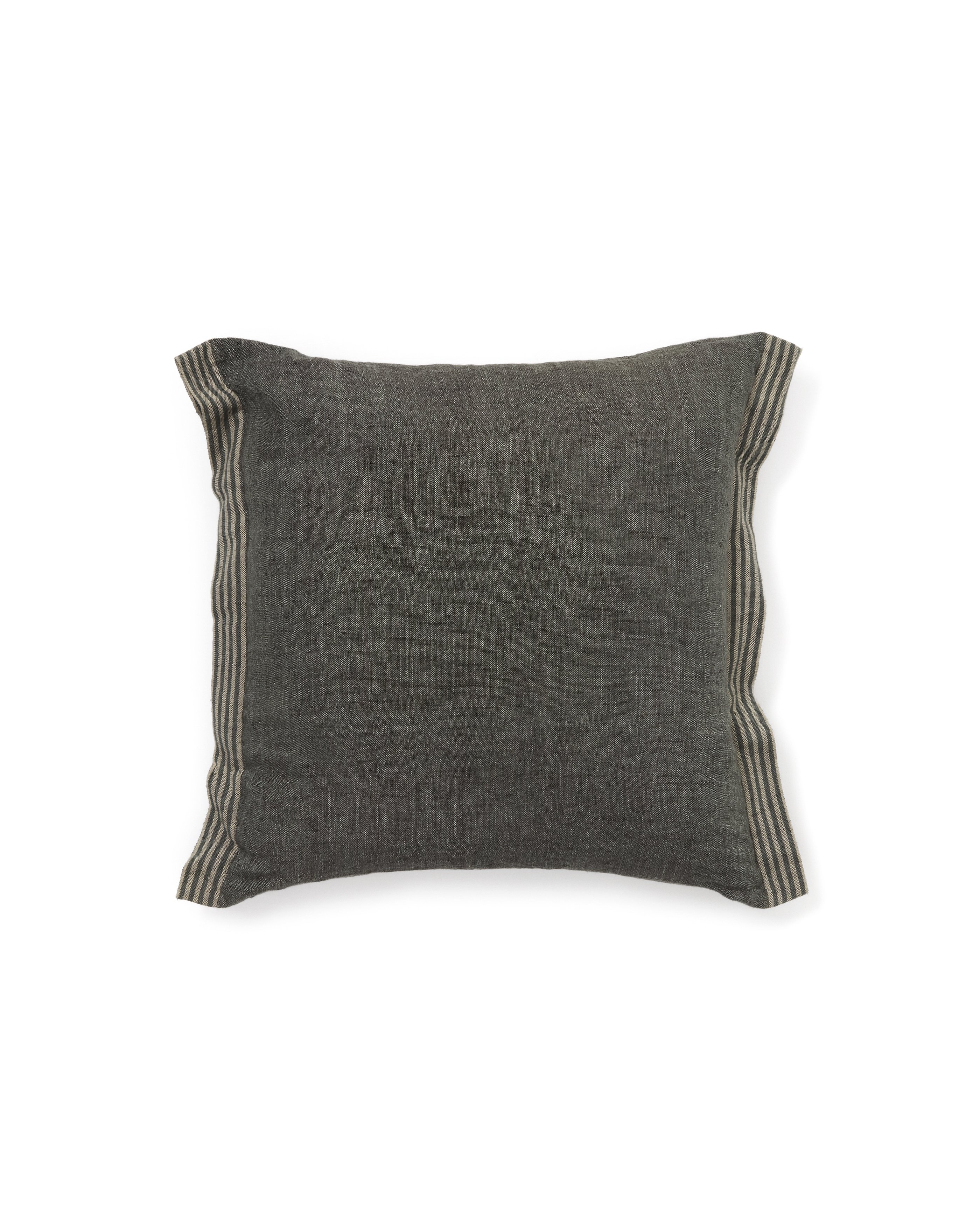Niven green 100% melange linen cushion cover with side stripes 45 x 45cm