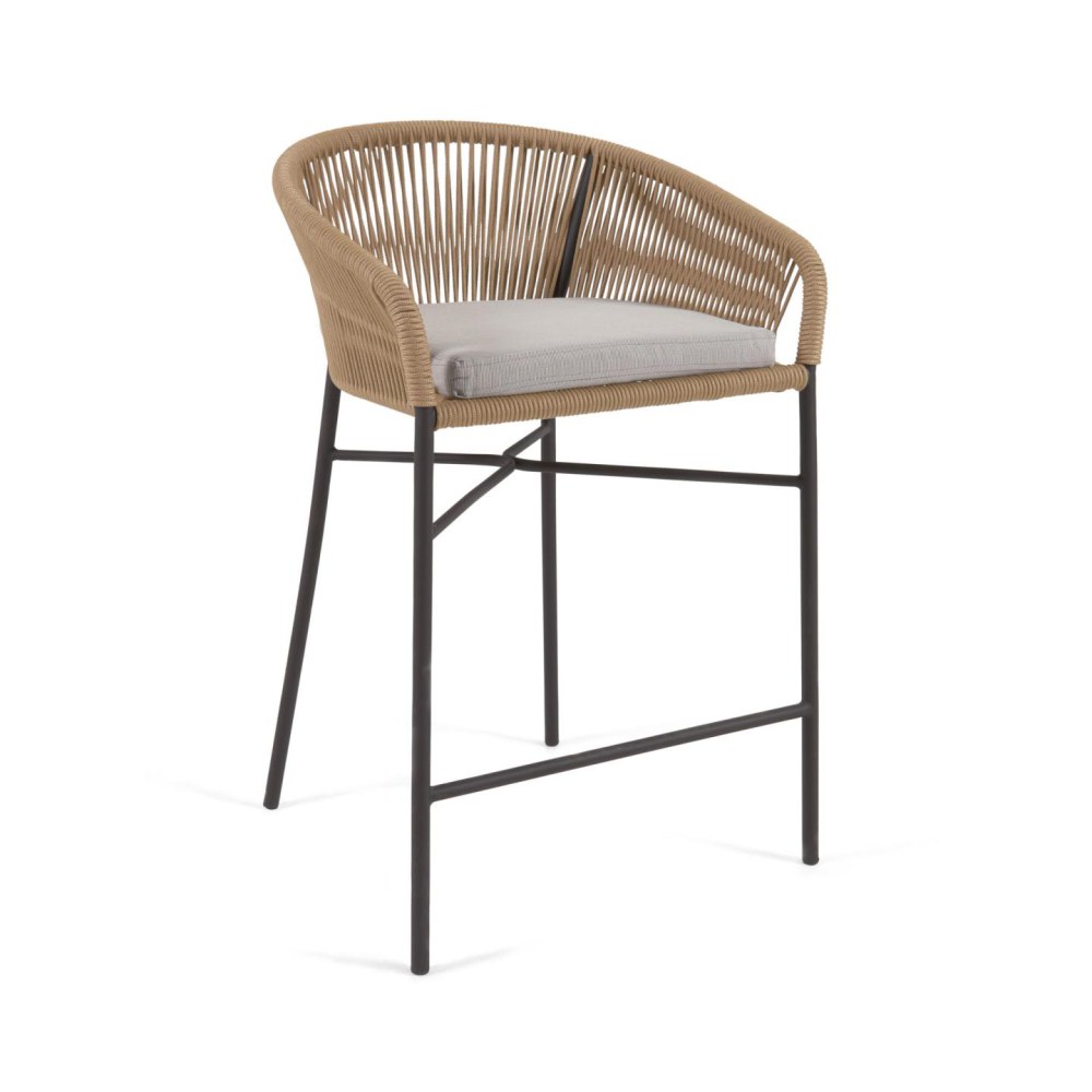 Yanet rope stool in beige 65 cm in height