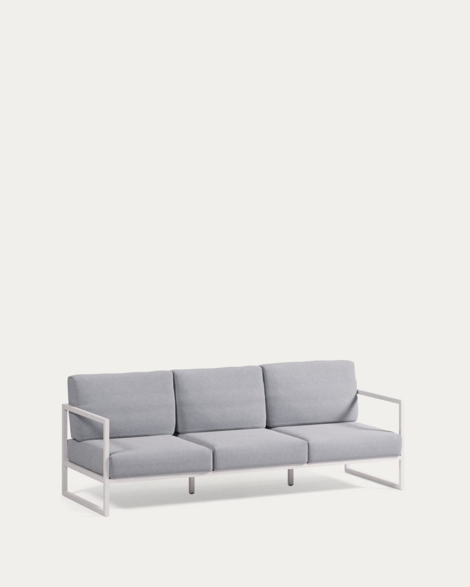 Comova outdoor 3-seater sofa in blue and white aluminium- 222 cm