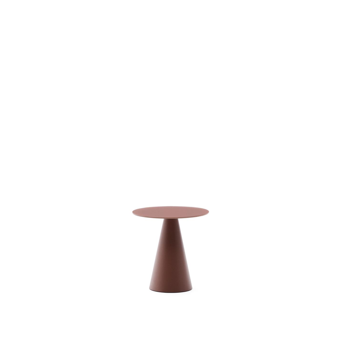 Wilshire  side table with frosted tempered glass and matt terracotta painted steel finish 30cm