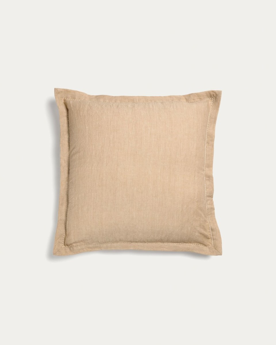 Rut cushion cover in beige linen and cotton- 45 x 45 cm