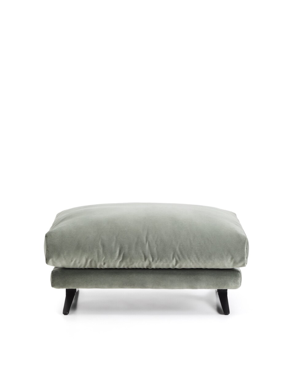 Veliro footstool in green velvet and steel legs with black finish 85 x 90 cm FSC Mix Credit