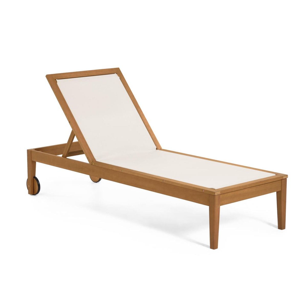 Caterin solid eucalyptus wood outdoor sun lounger in beige FSC 100%