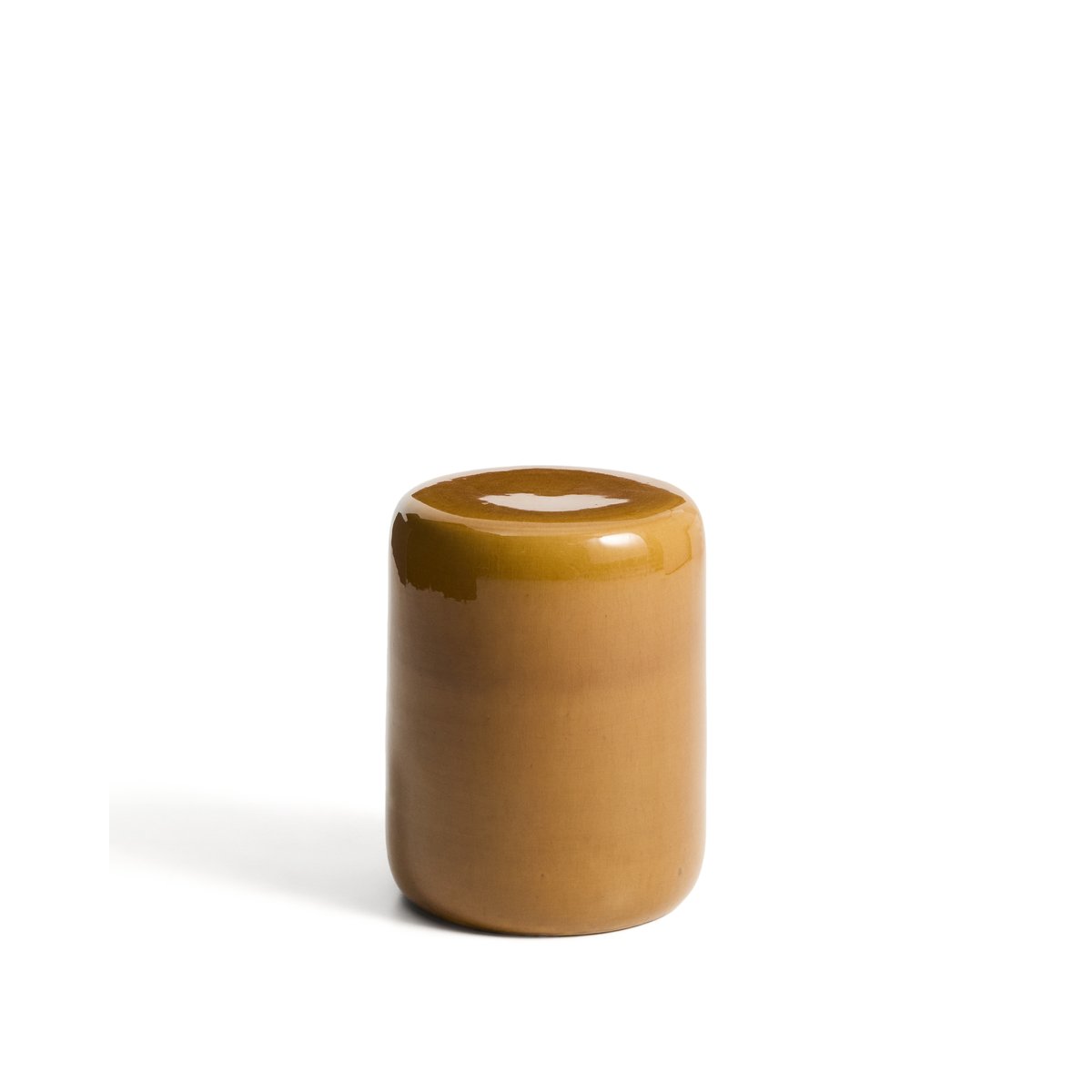 Mesquida outdoor side table in ceramic with glazed mustard finish Ø 35cm