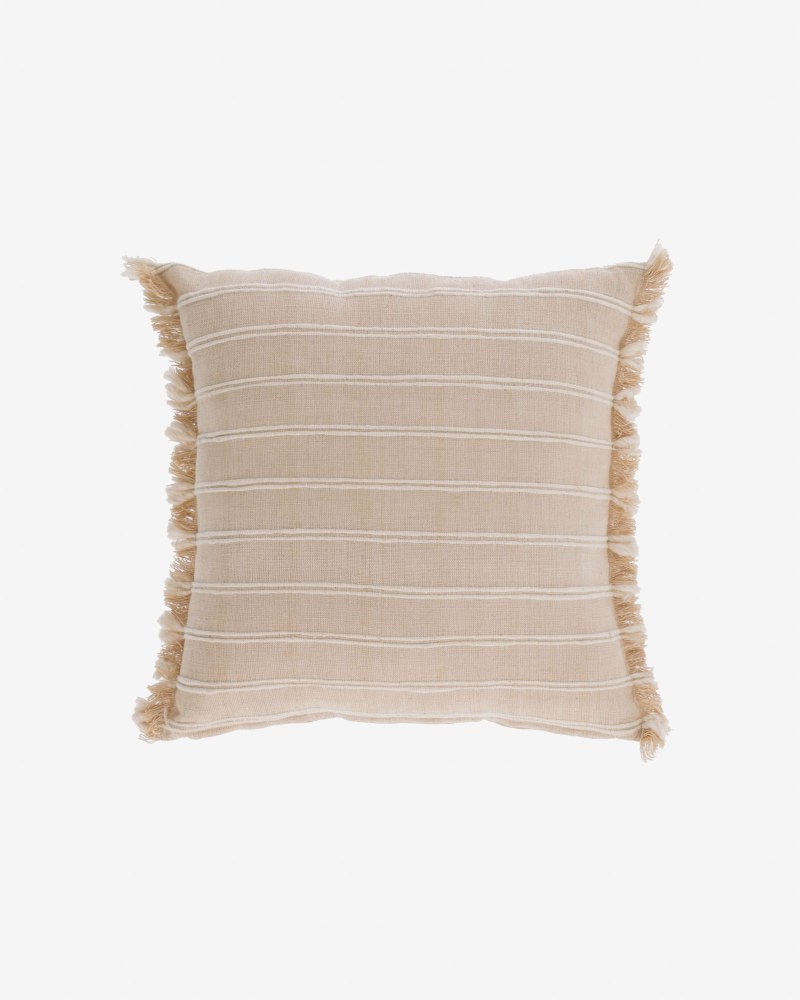 Sweeney cotton cushion cover with beige and white stripes 45 x 45 cm