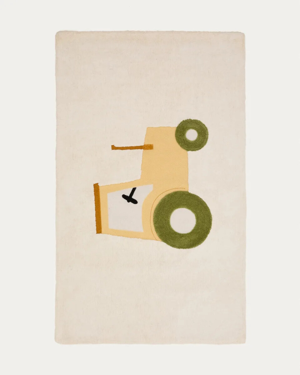 Pecky beige. 100% cotton rug with a tractor feature. 90 x 150 cm