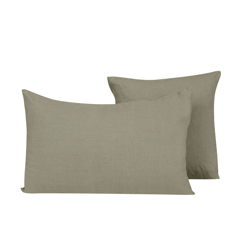 HOUSSE DE COUSSIN PORTICCIO LIN KAKI 40X60
