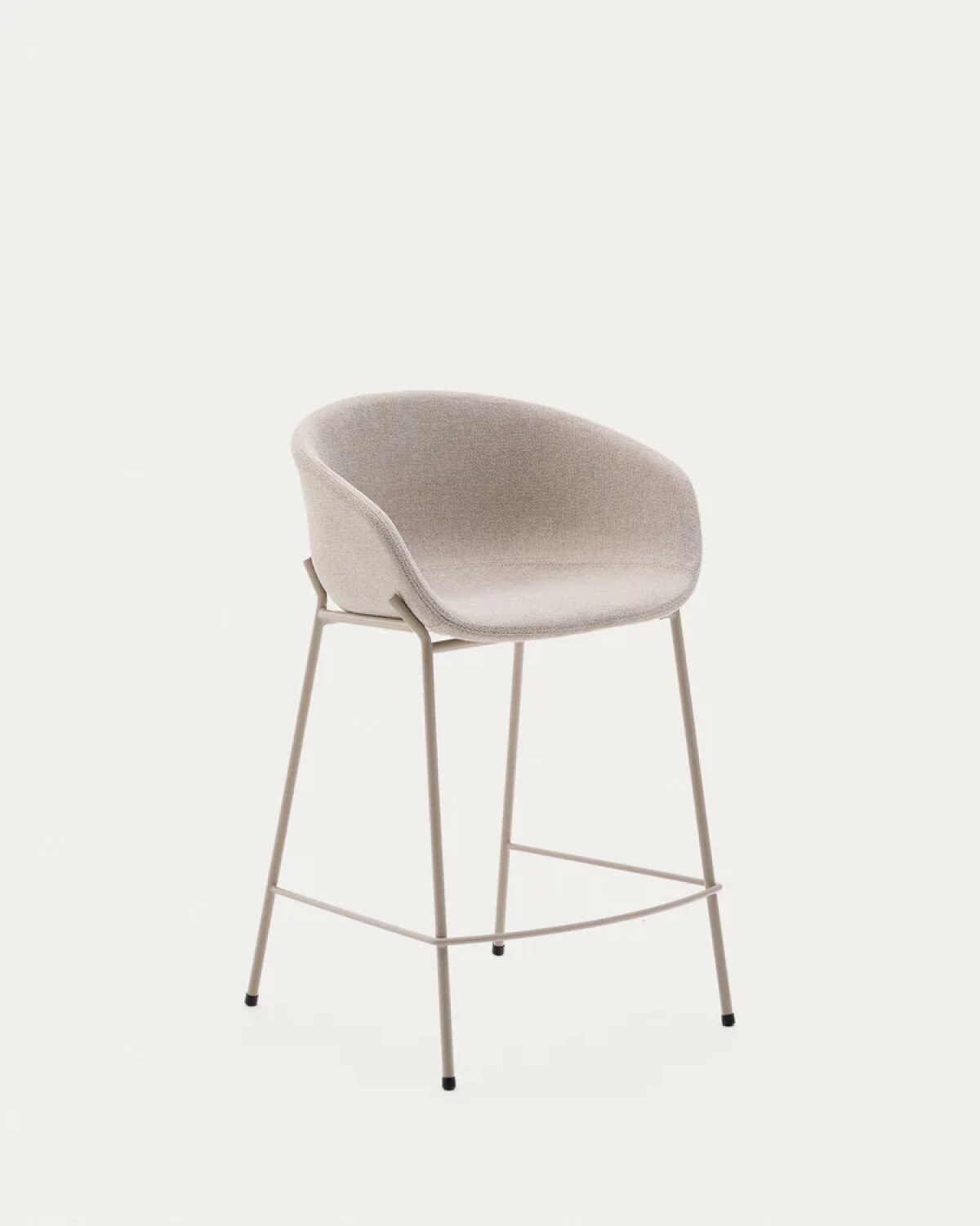 Yvette stool in beige chenille and steel legs in a beige finish 65 cm high
