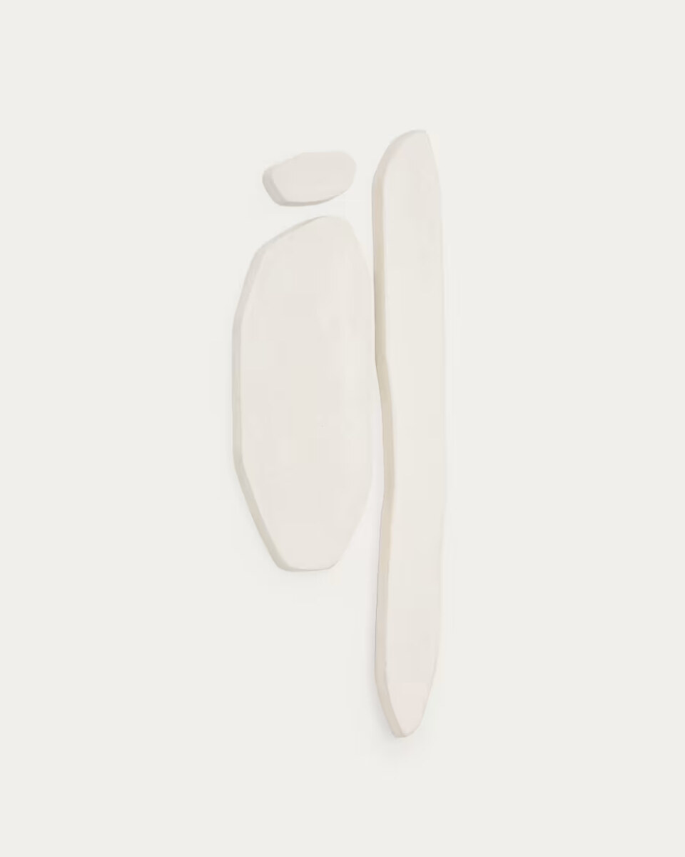 Siluna set of 3 elongated wall panels in white papier-mache