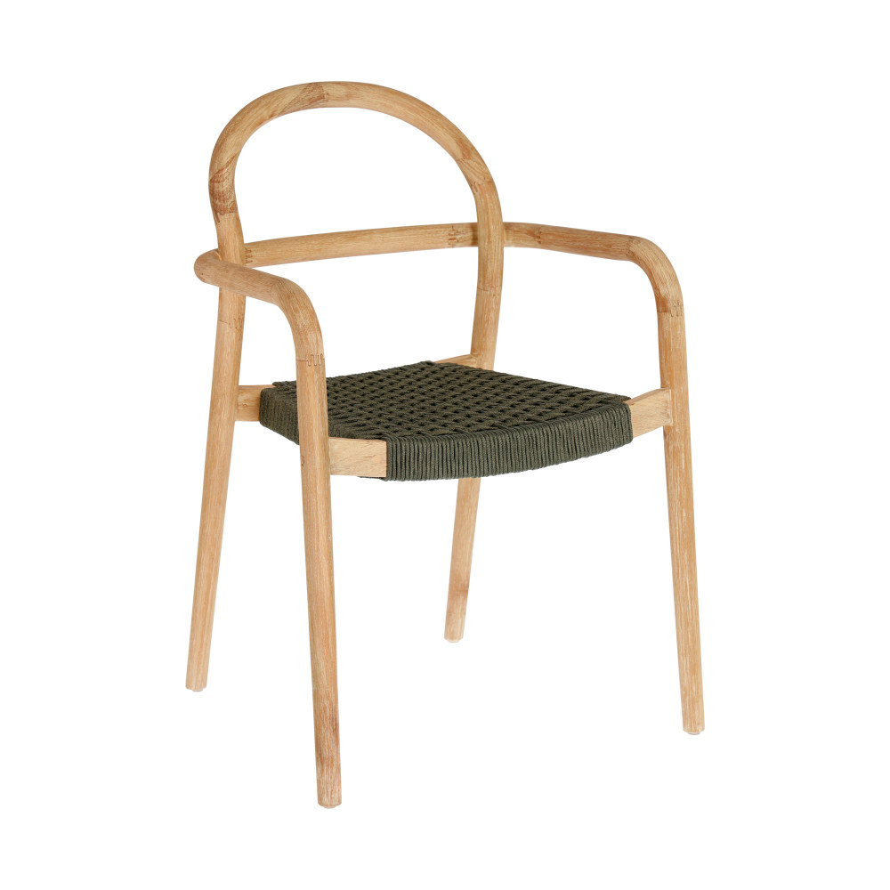 Sheryl chair in solid 100% FSC eucalyptus and green rope