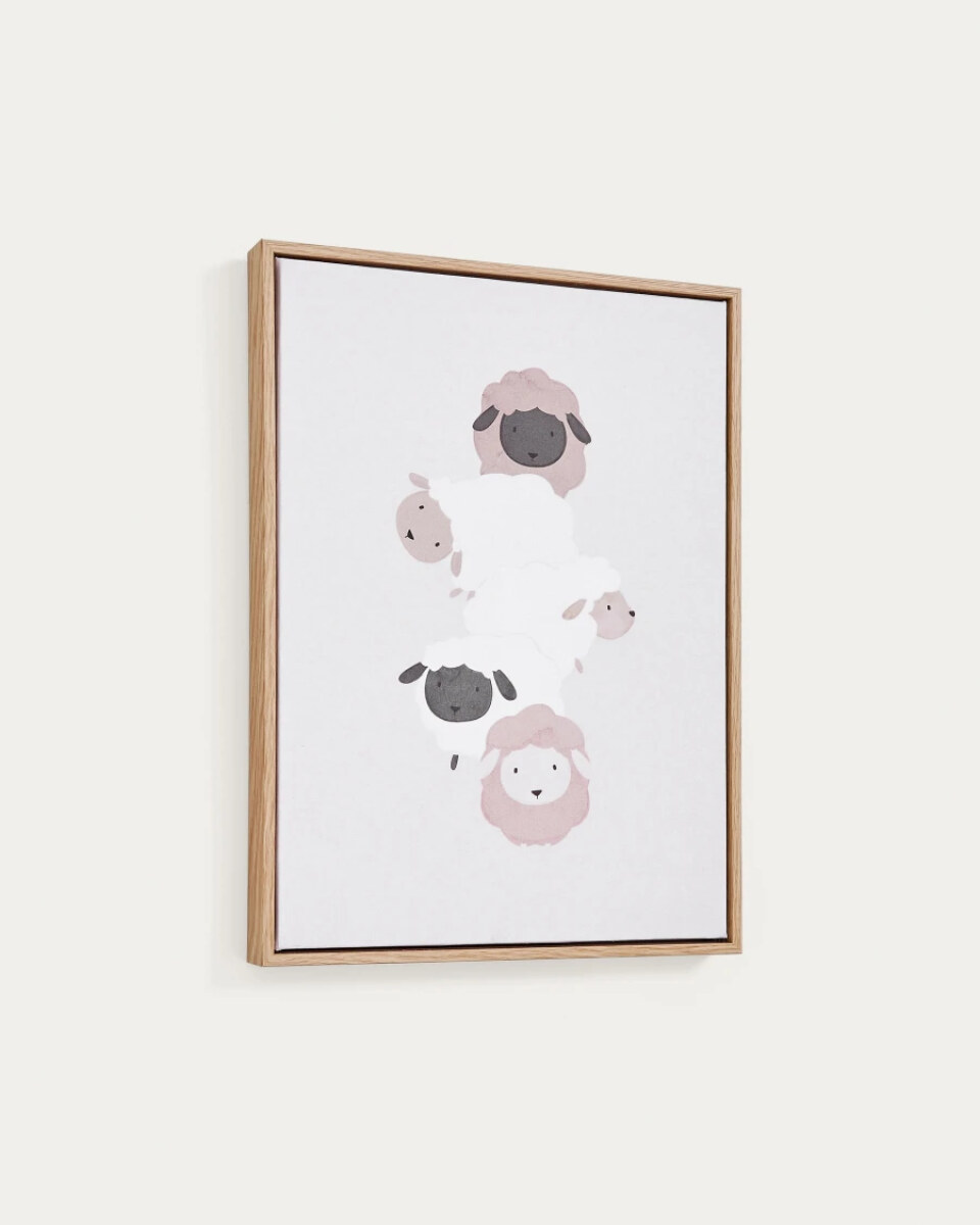Milu picture of beige and white sheep. 40 x 30 cm