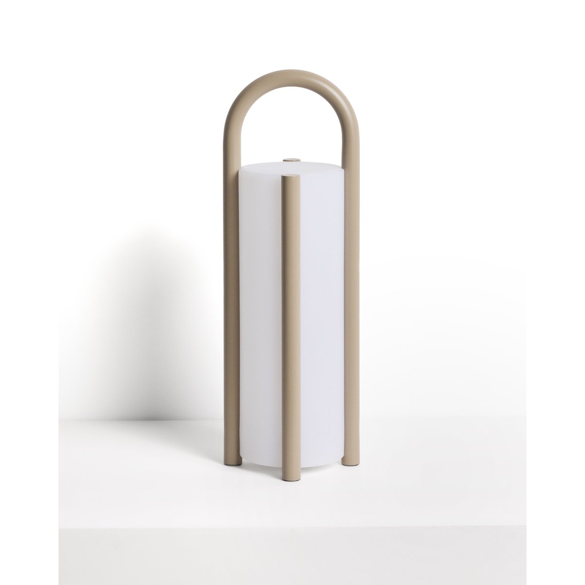 Leros large portable table lamp in taupe polyethylene and steel