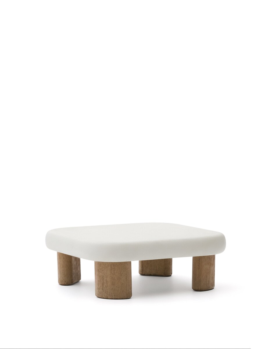 Labra coffee table in cement and acacia wood 80 x 80cm