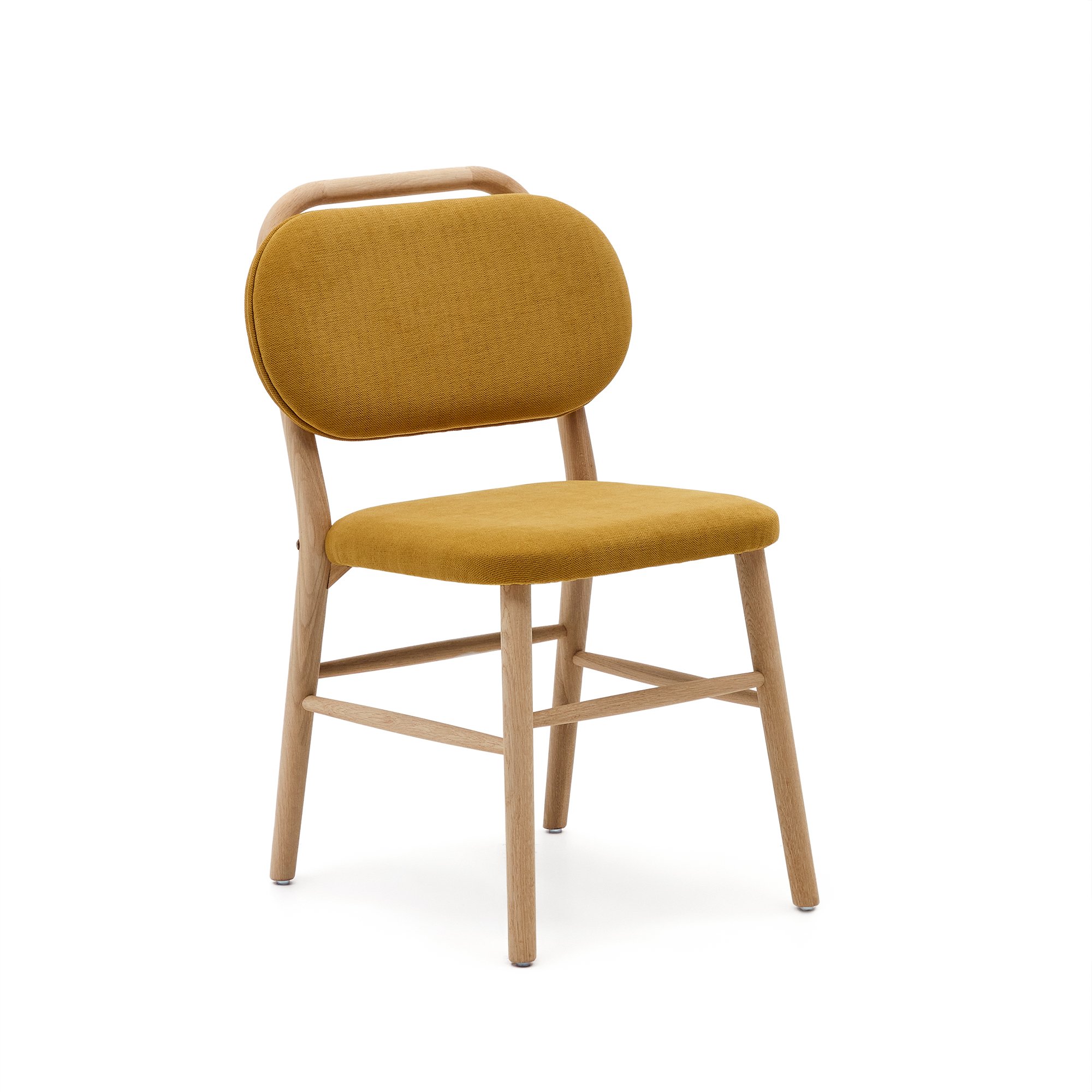 Chaise Helda en chenille moutarde et bois de chêne FSC Mix Credit