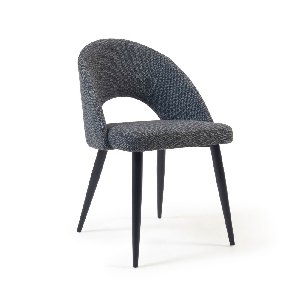 Mael dark grey chair with steel legs with black finish