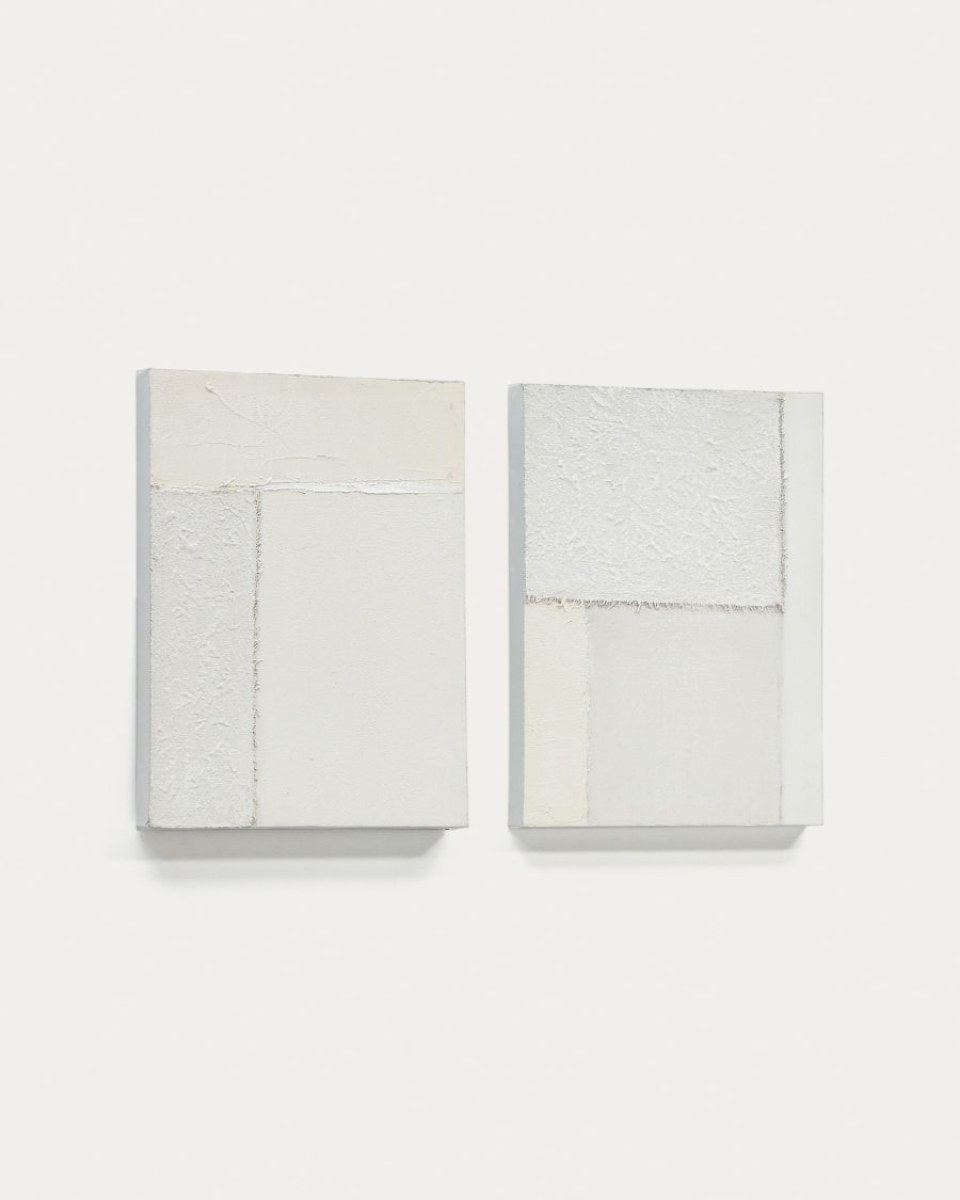 Pineda set of 2 abstract canvases in white- 30 x 40 cm