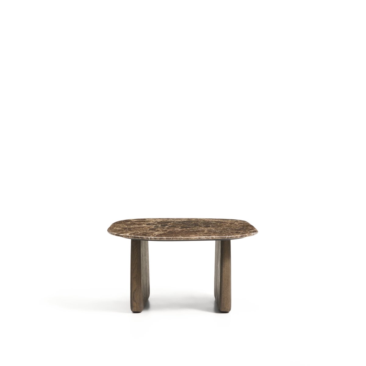 Pirita side table in brown marble with solid oak wood legs with a dark finish 71 x 70cm FSC 100%