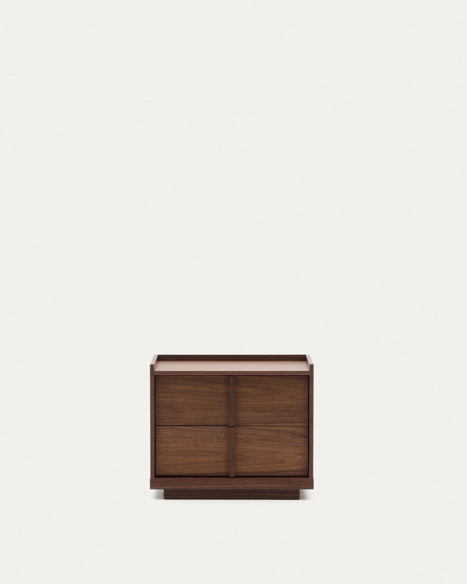 Onix bedside table. 2 drawers.  walnut veneer in a dark finish. 60 x 47 cm FSC Mix Credit