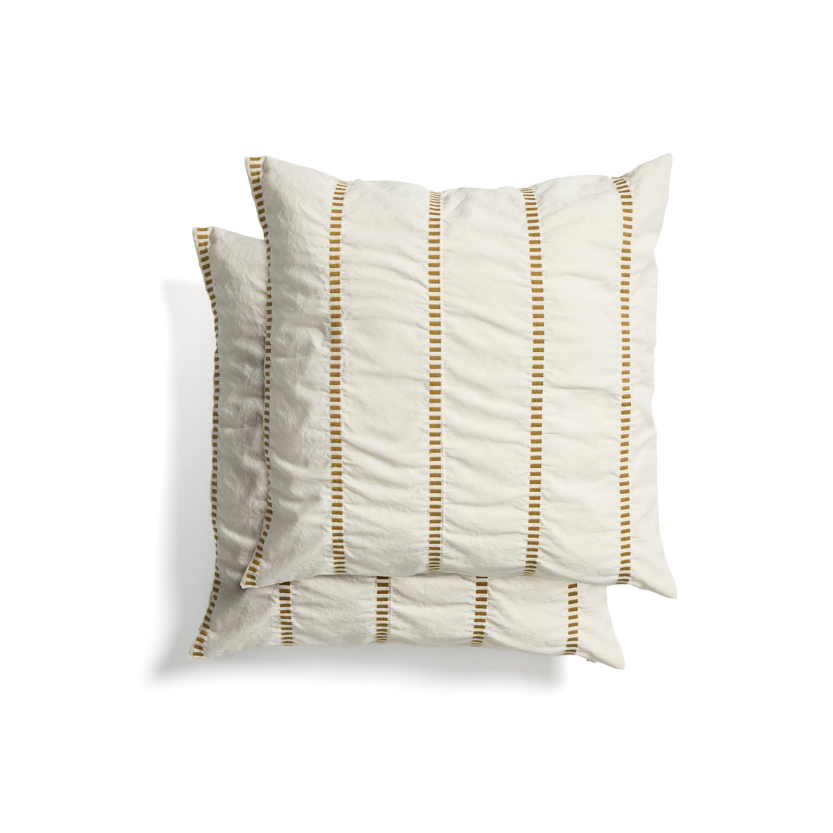 Lidala set of 2 mustard striped 100% cotton jacquard cushion covers 50 x 50cm