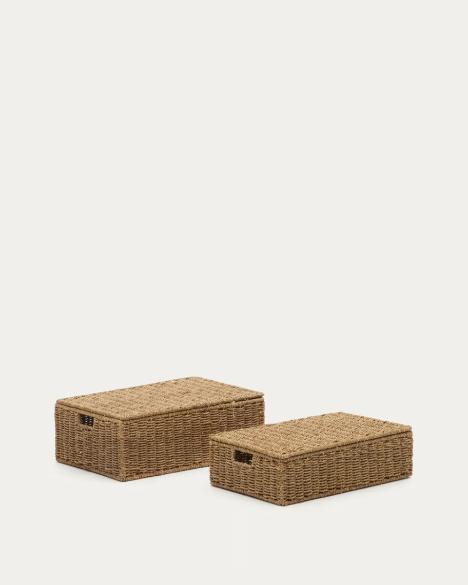 Tossa set of 2 natural fiber baskets with lids. 55 x 36 cm / 60 x 40 cm