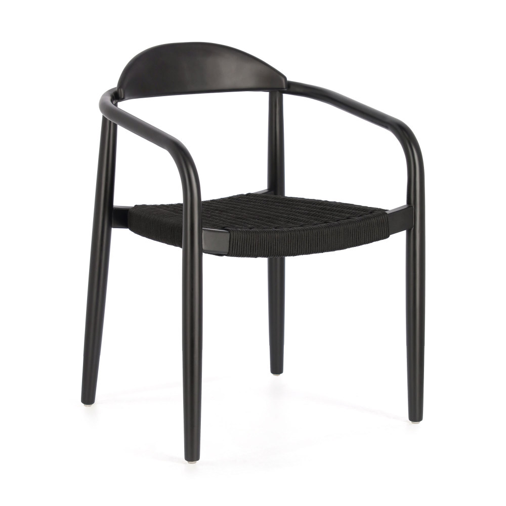 GLYNIS Nina chair in solid eucalyptus- matt black finish with black cord FSC 100%