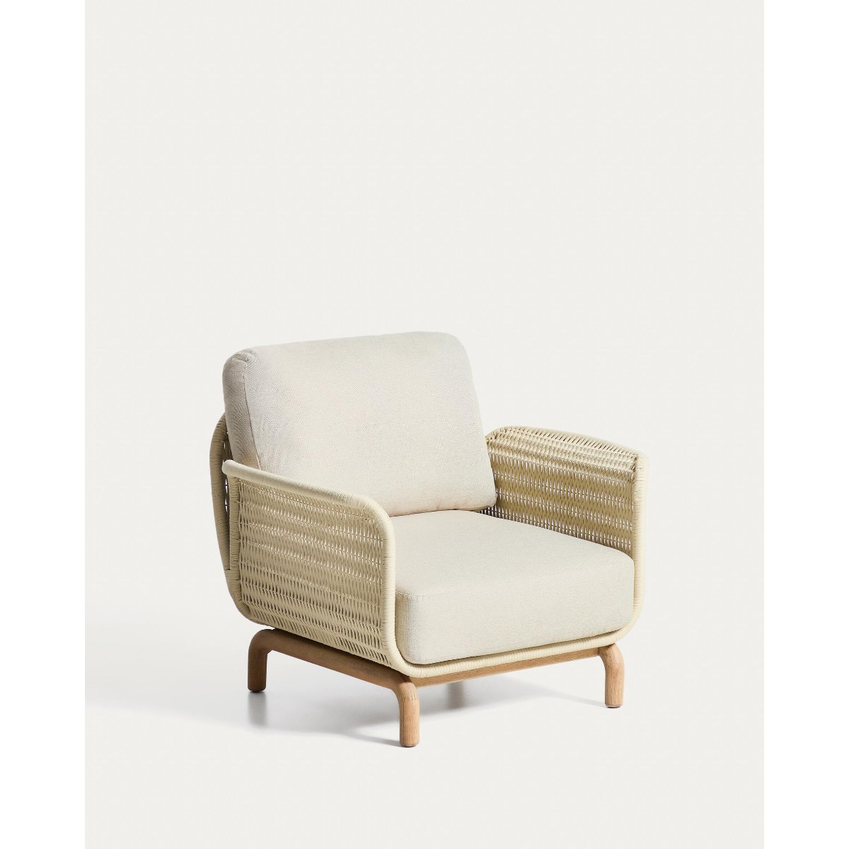 Alipa armchair in FSC 100% solid acacia wood and ecru rope cord