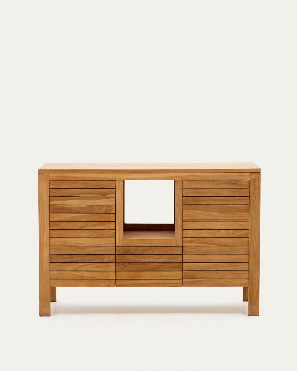 Neria bathroom furniture in solid teak wood with natural finish. 120 x 45 cm